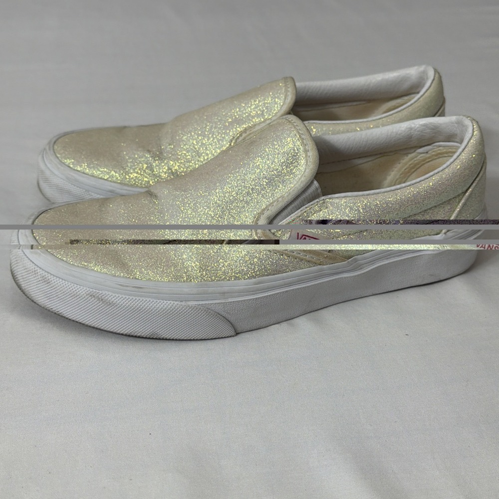 Vans Classic UV Glitter Slip On Sneakers Womens 7 Men 5.5 Casual Bmx Gently Used